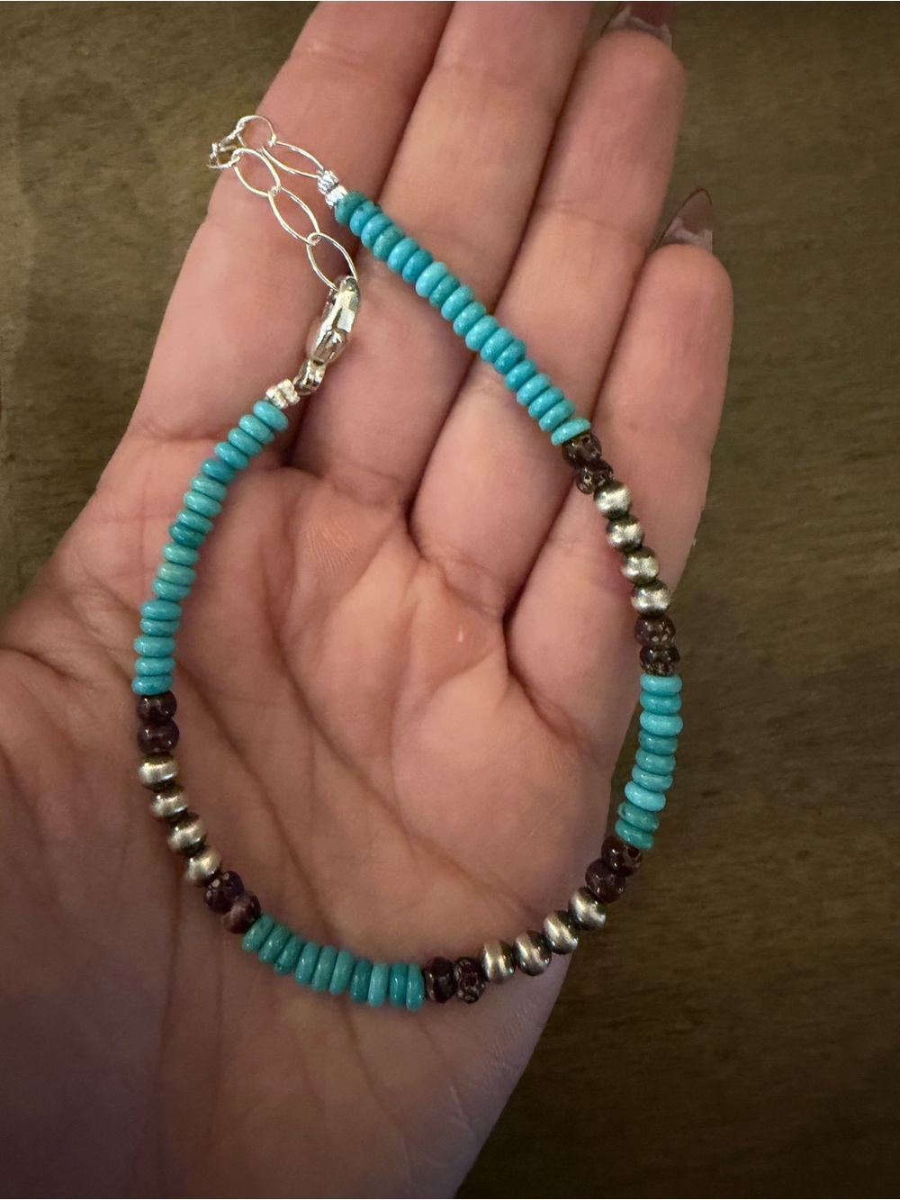 Sterling silver turquoise anklet 9 to 11 inches